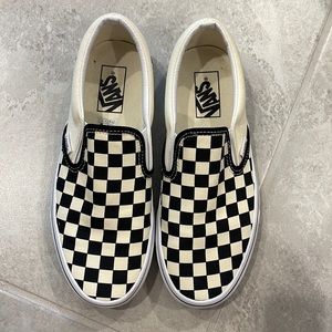 Checkered Vans slip on